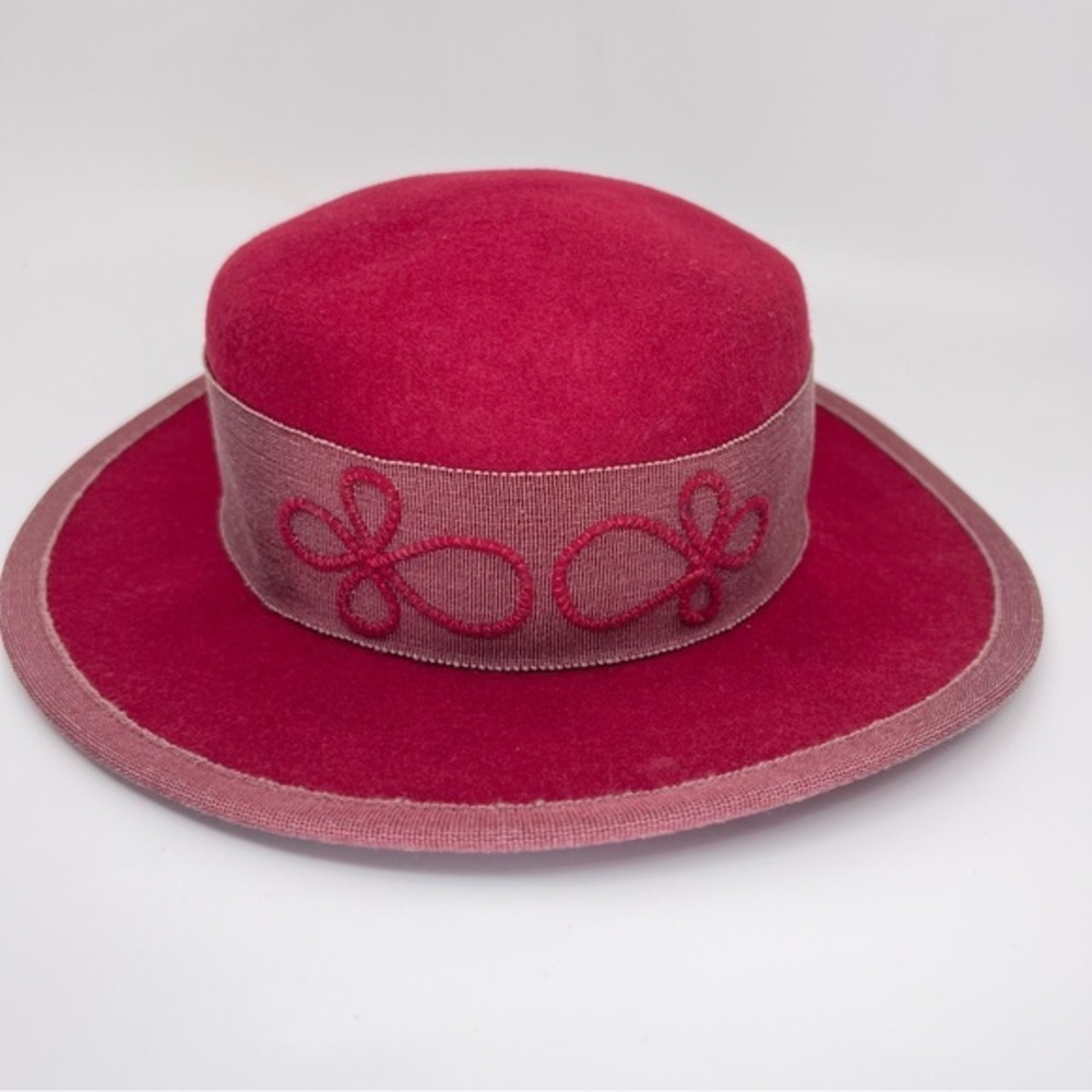 Vintage Hat Marzi Firenze Deep Red Wool Ribbon Hat